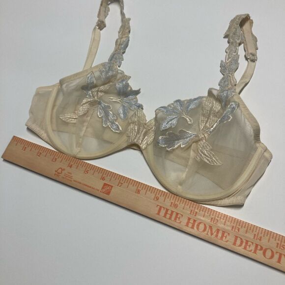 La Perla Floral Applique Embroidered Strap Underwire Demi Bra Sheer Unlined 34B - Picture 13 of 14
